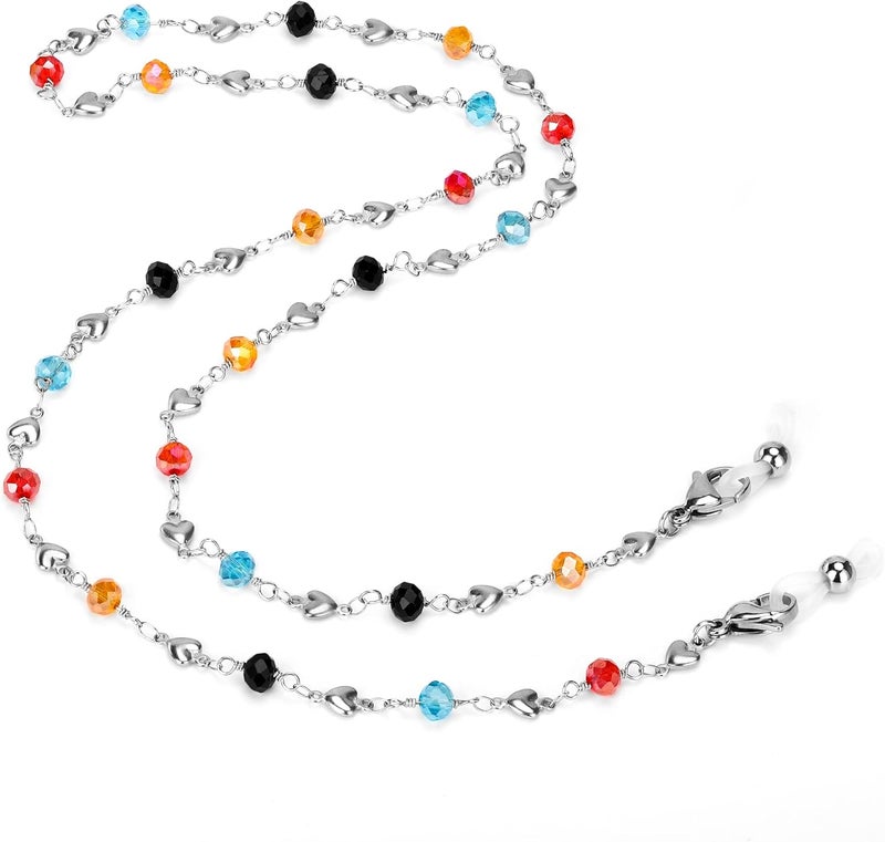 Hongeely Eyeglass Chain Silver Stainless Steel Handmade Necklace for Reading Glasses Sunglass Beaded Chains for Men Women - Image 2